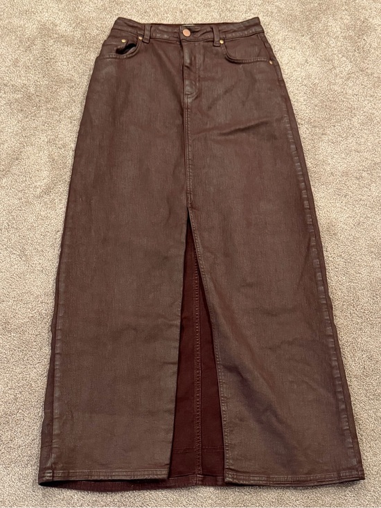 Pilcro Dresses & Skirts - Pilcro Anthropologie Brown Coated Denim Maxi Skirt Size 6